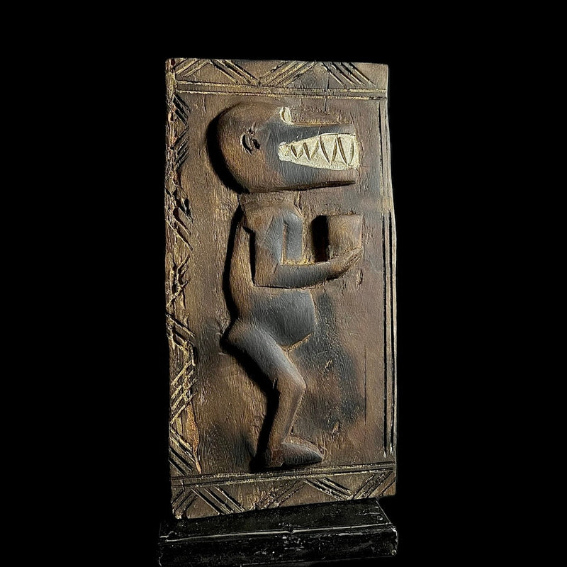 African Dogon Carved Wood Granary Door, Mali Handmade Granary Door-G1747