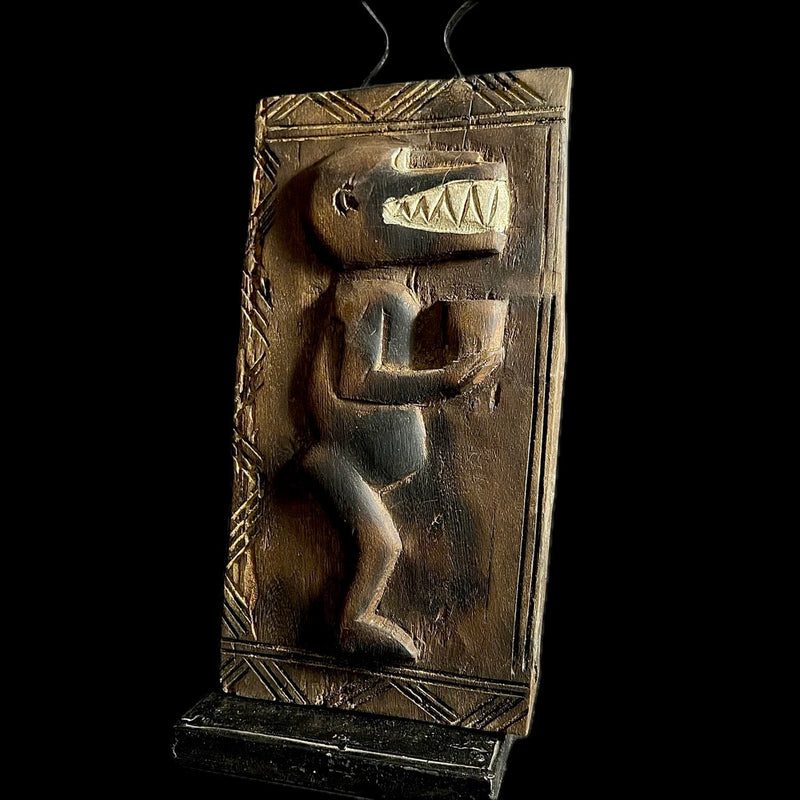 African Dogon Carved Wood Granary Door, Mali Handmade Granary Door-G1747