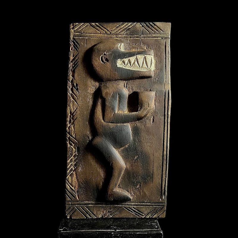 African Dogon Carved Wood Granary Door, Mali Handmade Granary Door-G1747