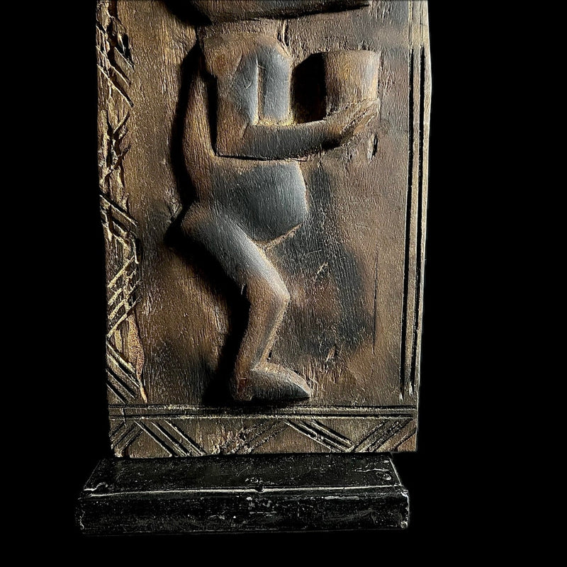 African Dogon Carved Wood Granary Door, Mali Handmade Granary Door-G1747