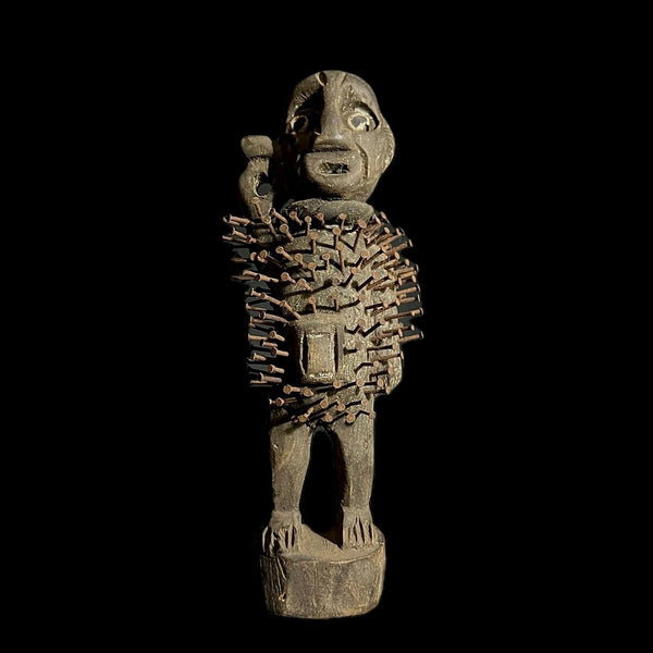 African Art Home Decor carved wooden Authentic Nkisi Nkondi power figure-G1511