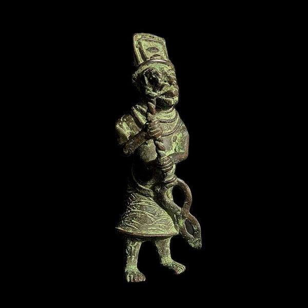 African Sculpture Tribal Art Brass Carved Wax Technique Figure-G1537
