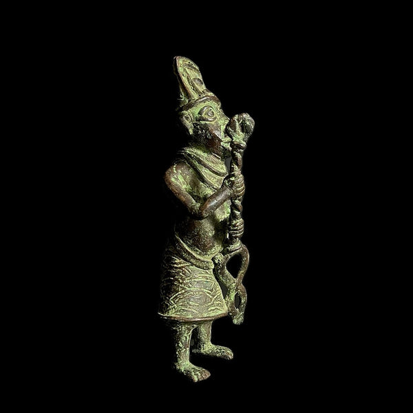 African Sculpture Tribal Art Brass Carved Wax Technique Figure-G1537