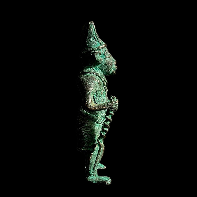 African Sculpture Tribal Art Brass Carved Wax Technique Figure Home Décor-G1546