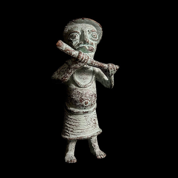 African Sculpture Tribal Art Brass Carved Wax Technique Figure Home Décor-G1561