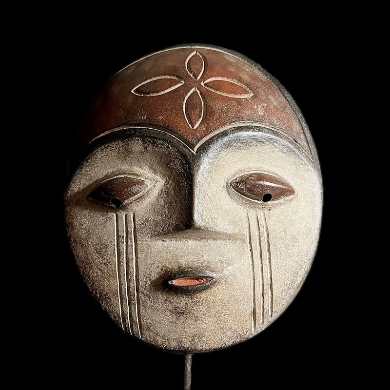 African Mask Nigerian Igbo Wood Carved Spirit Mask Vintage Wall Hanging-G1850