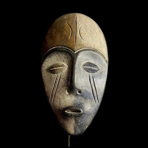 African Mask Nigerian Igbo Wood Carved Spirit Mask Vintage Wall Hanging-G1852