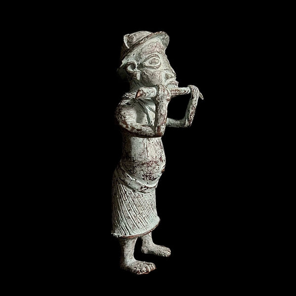African Sculpture Tribal Art Brass Carved Wax Technique Figure Home Décor-G1567