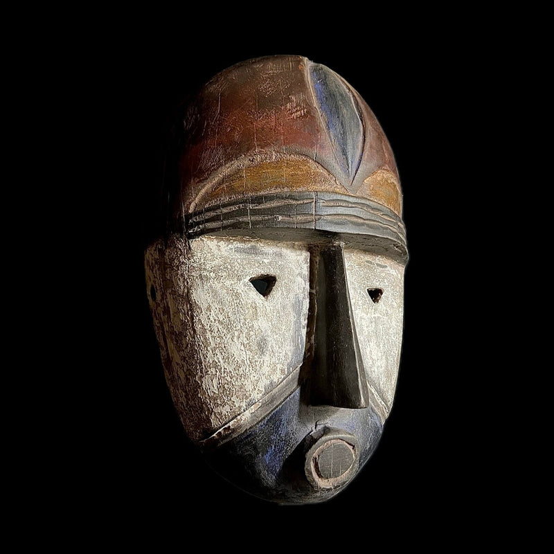 African Mask Tribal Face Wood Hand Carved Vintage Wall Hanging Lega Mask-G1620