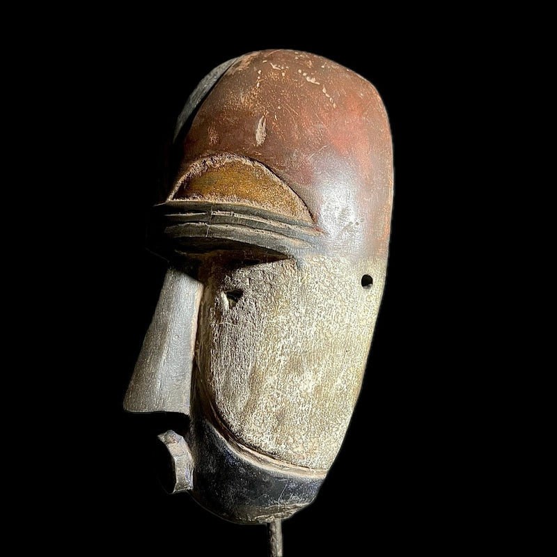 African Mask Tribal Face Wood Hand Carved Vintage Wall Hanging Lega Mask-G1620
