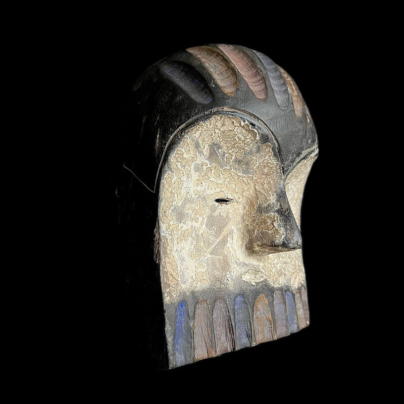 African masks antiques tribal Face vintage carved wood Hanging fang-G1640