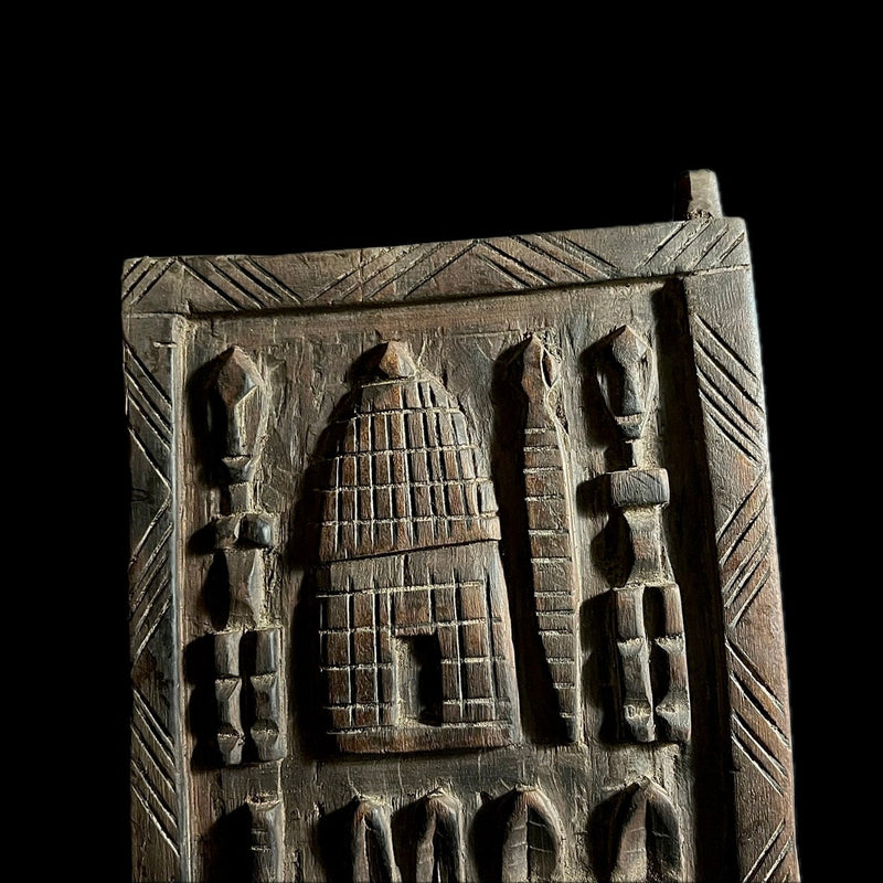 African Dogon Carved Wood Granary Door, Mali Handmade Granary Door-G1697