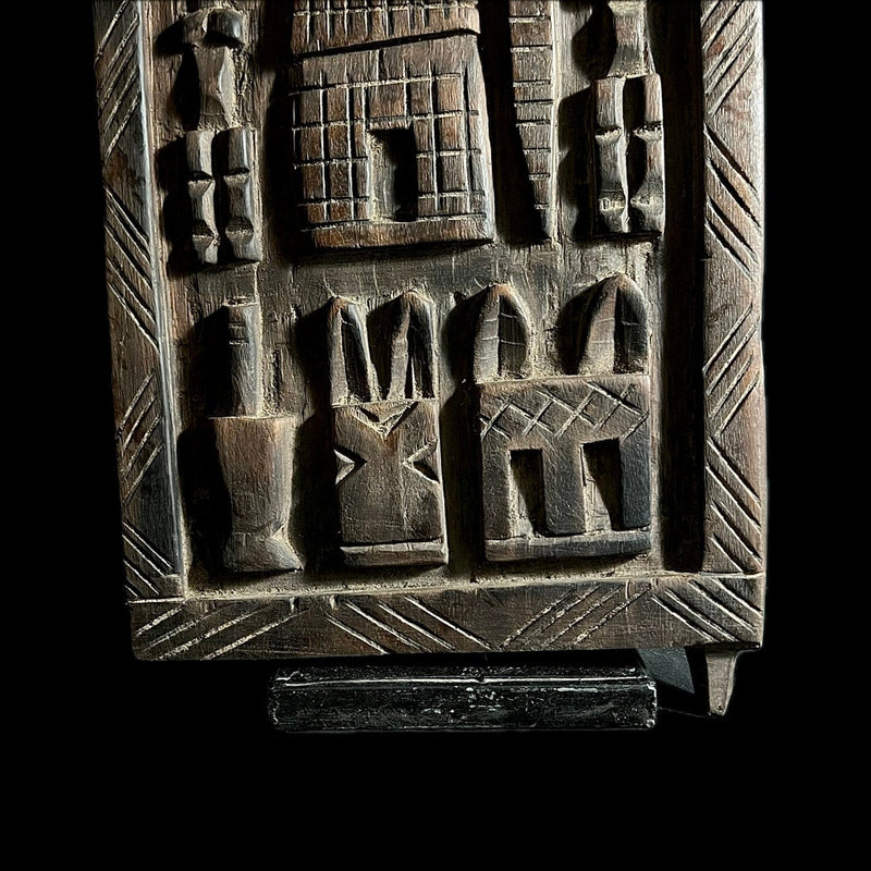 African Dogon Carved Wood Granary Door, Mali Handmade Granary Door-G1697