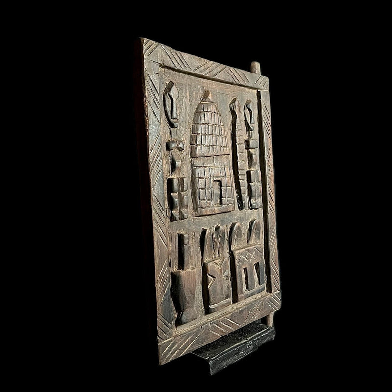 African Dogon Carved Wood Granary Door, Mali Handmade Granary Door-G1697