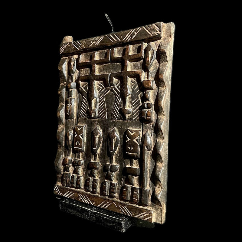 African Dogon Carved Wood Granary Door, Mali Handmade Granary Door-G1708