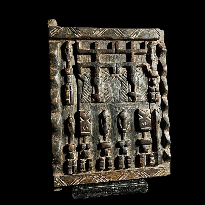 African Dogon Carved Wood Granary Door, Mali Handmade Granary Door-G1708