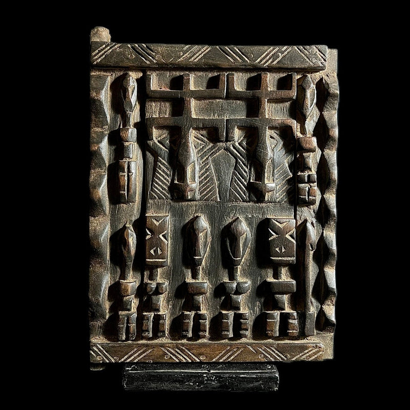 African Dogon Carved Wood Granary Door, Mali Handmade Granary Door-G1708