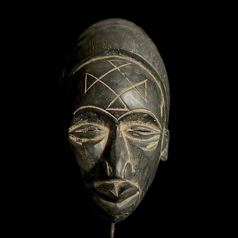 African Mask Home Décor Wood Hand Carved Vintage Wall Hanging Lega Mask-G1735
