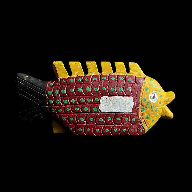 African Handmade Primitive Collectibles Tribal Bozo Fish Puppet Mask -G1738