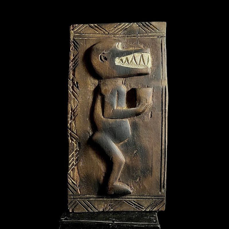 African Dogon Carved Wood Granary Door, Mali Handmade Granary Door-G1747