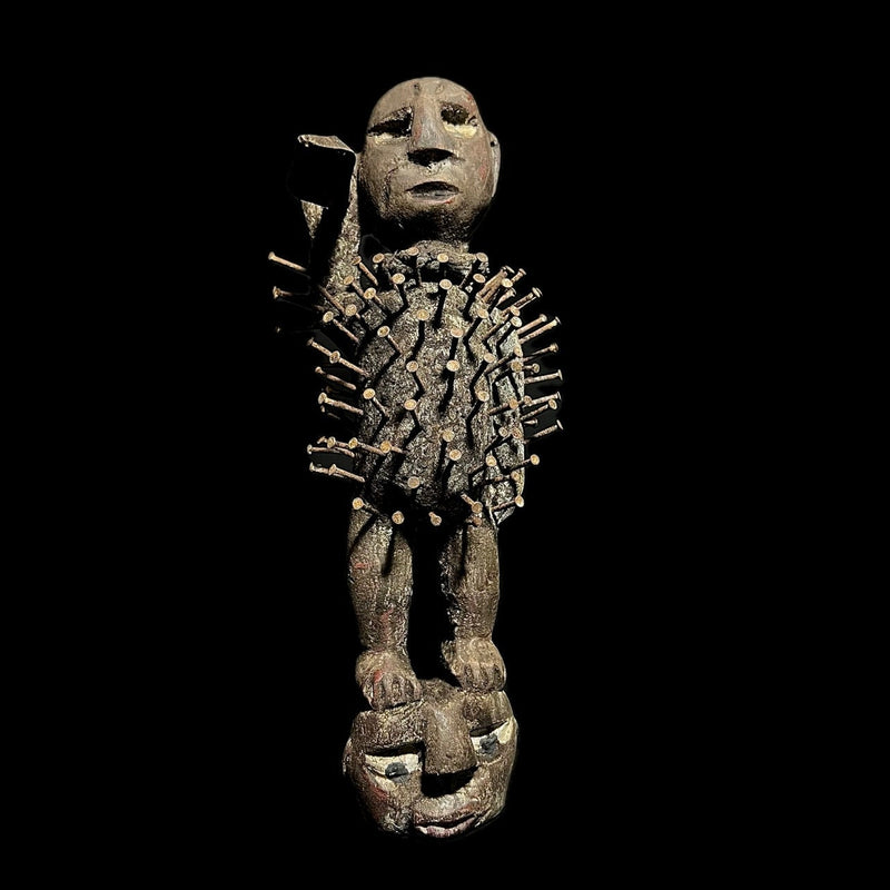 African wooden figures primitive decor Nkisi N’Kondi hand carved statue -G2036