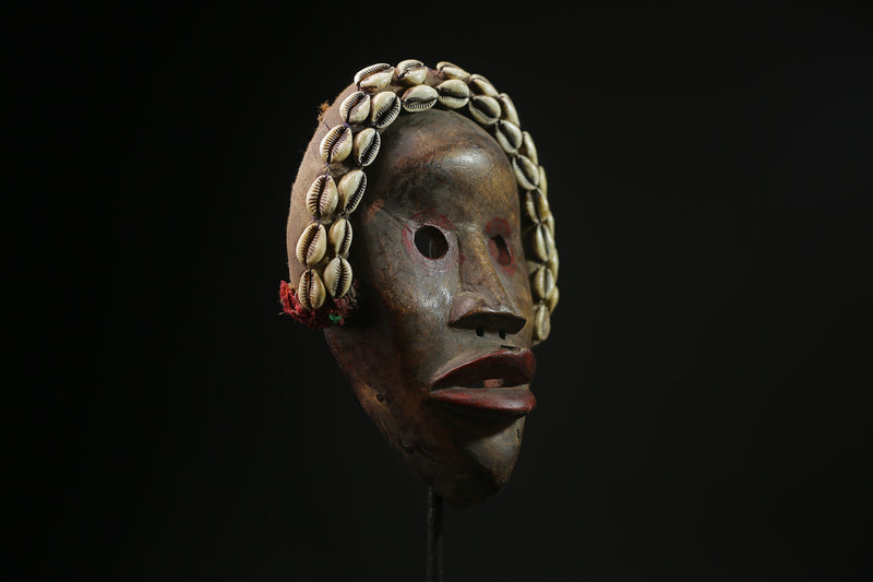 African Mask Handmade Dan Zapkei Tribal Wood Art Raphia Decor Ethnic Sculpture Unique Collectible Home Accent Piece-G2070