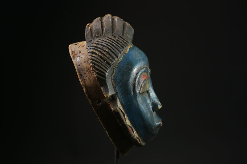 African mask antiques tribal mask vintage Wood mask Carved  Baule Kpwan -5291