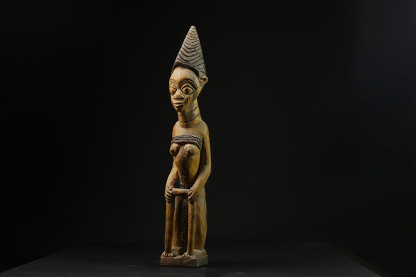 African Vintage Hand Carved Wooden African Yoruba maternity figure-G2087