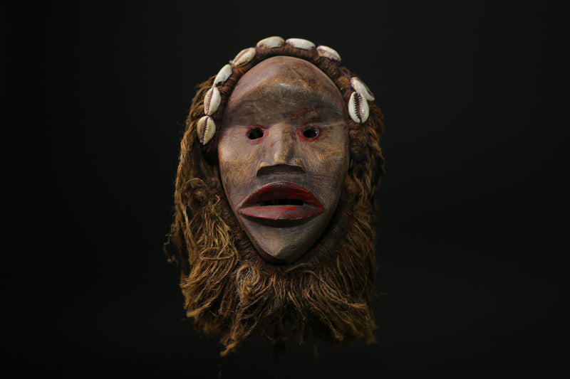 African masks antiques tribal Face vintage carved wood Hanging dan masks -9620