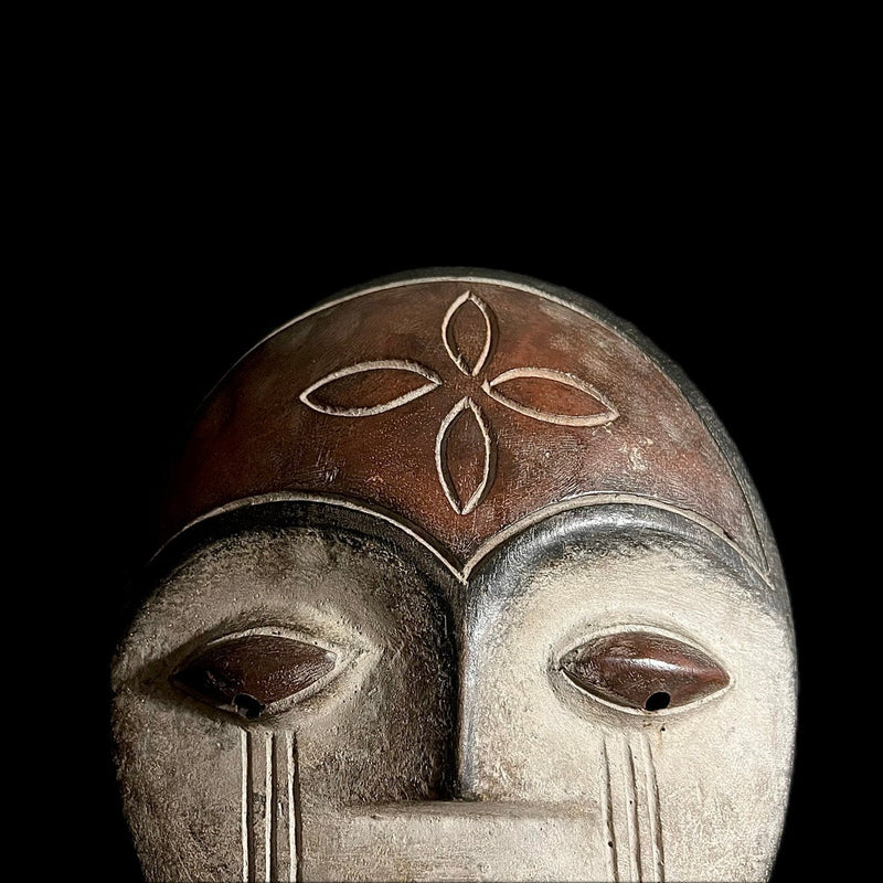 African Mask Nigerian Igbo Wood Carved Spirit Mask Vintage Wall Hanging-G1850