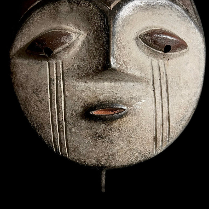 African Mask Nigerian Igbo Wood Carved Spirit Mask Vintage Wall Hanging-G1850