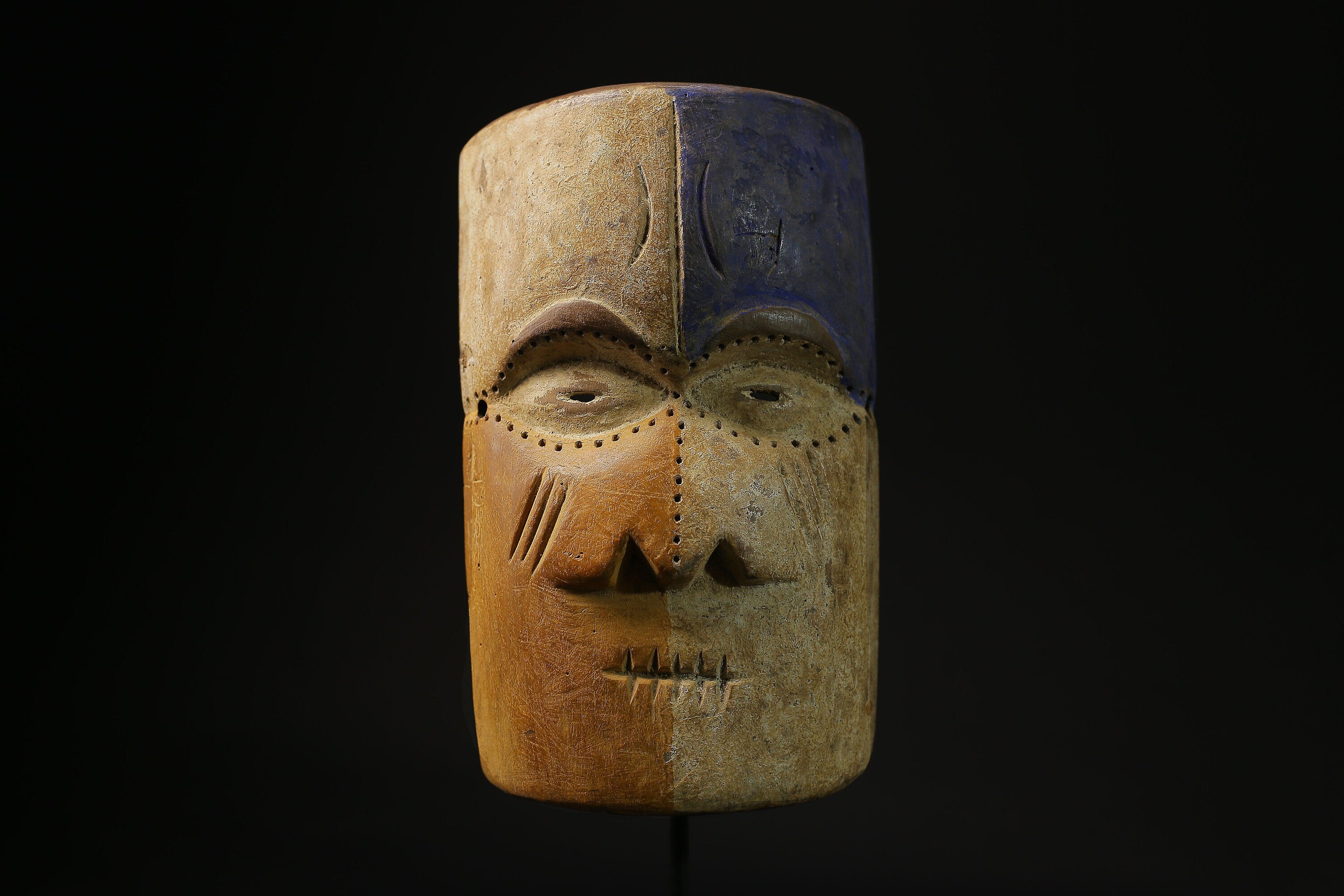 African Mask - Hand-Carved Lega Tribal Art from Congo - Authentic Wooden Wall Hanging for Unique Ethnic Home Decor and Collectibles-8012