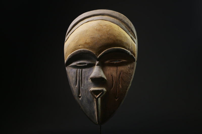 African Mask - Hand-Carved Tribal Face Mask from the Lega People of the Congo - Unique Bwami Society Wall Décor for Art Collectibles-6810