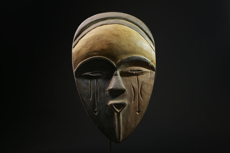 African Mask - Hand-Carved Tribal Face Mask from the Lega People of the Congo - Unique Bwami Society Wall Décor for Art Collectibles-6810