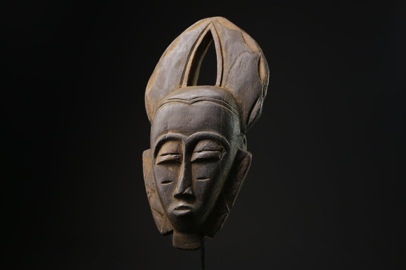 African Mask - Hand-Carved Wooden Baule Tribal Mask - Unique Wall Hanging Art Décor for Home and Ethnic Collectible Display-7860