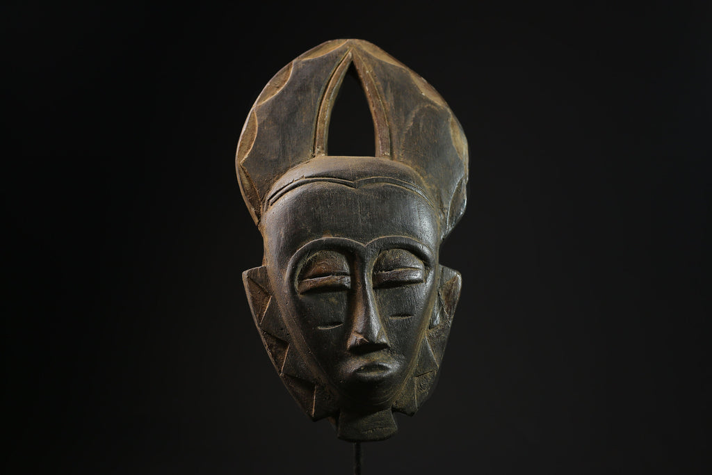 African Mask - Hand-Carved Wooden Baule Tribal Mask - Unique Wall Hanging Art Décor for Home and Ethnic Collectible Display-7860
