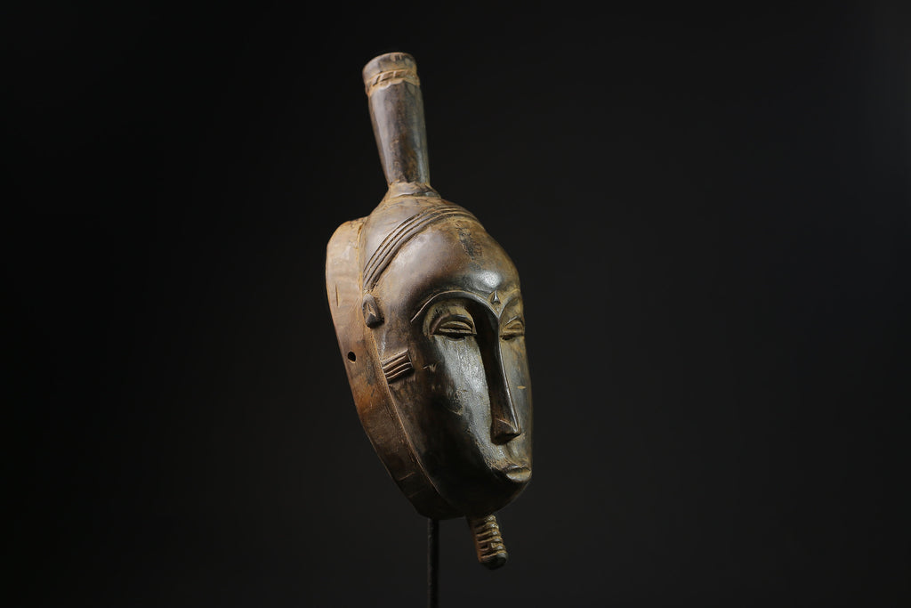 African Mask -Yaouré Tribal Wood Mask from Côte d'Ivoire - Hand-Carved Art with Natural Pigments for Unique Home Décor and Collectibles-4927