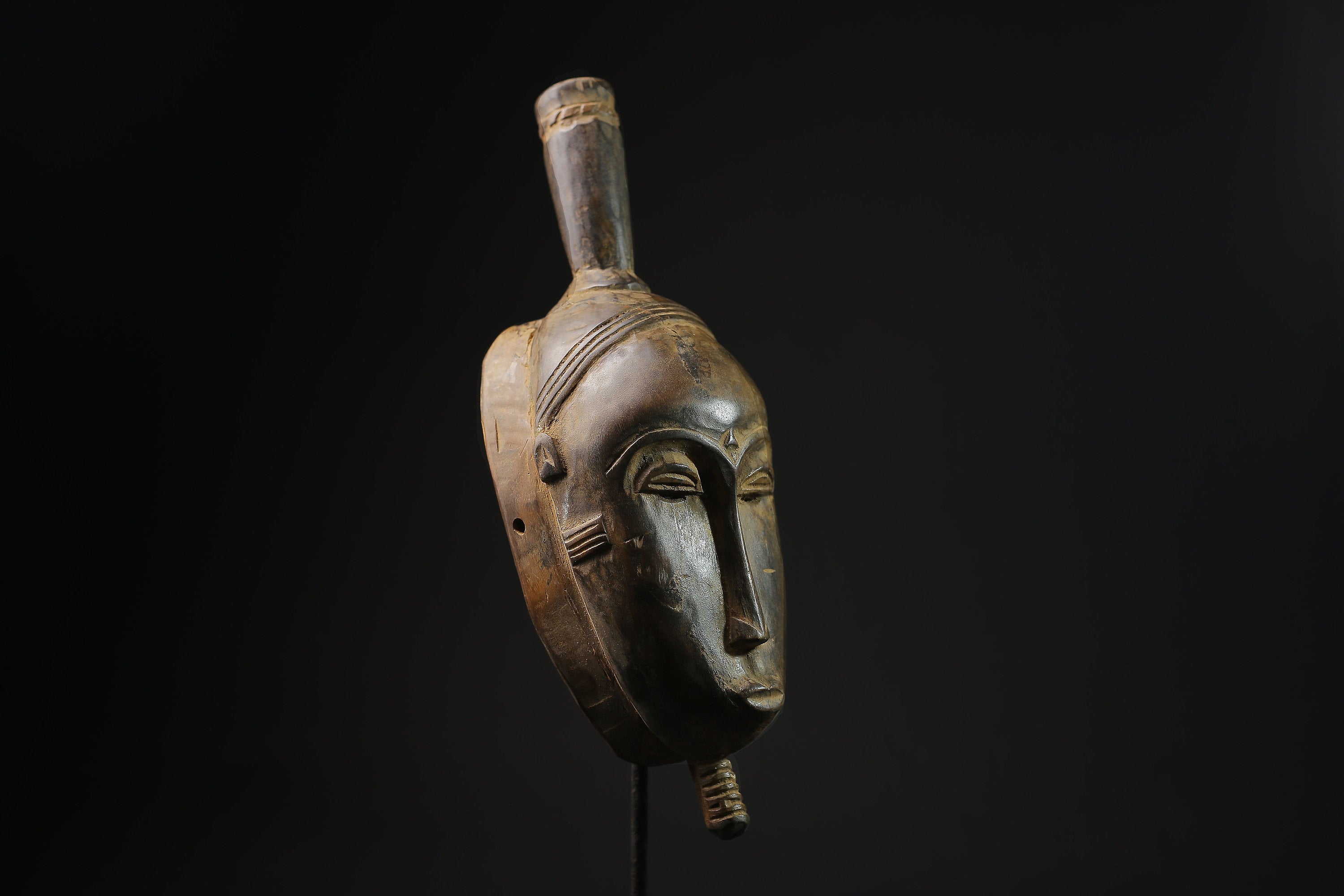 African Mask -Yaouré Tribal Wood Mask from Côte d'Ivoire - Hand-Carved Art with Natural Pigments for Unique Home Décor and Collectibles-4927