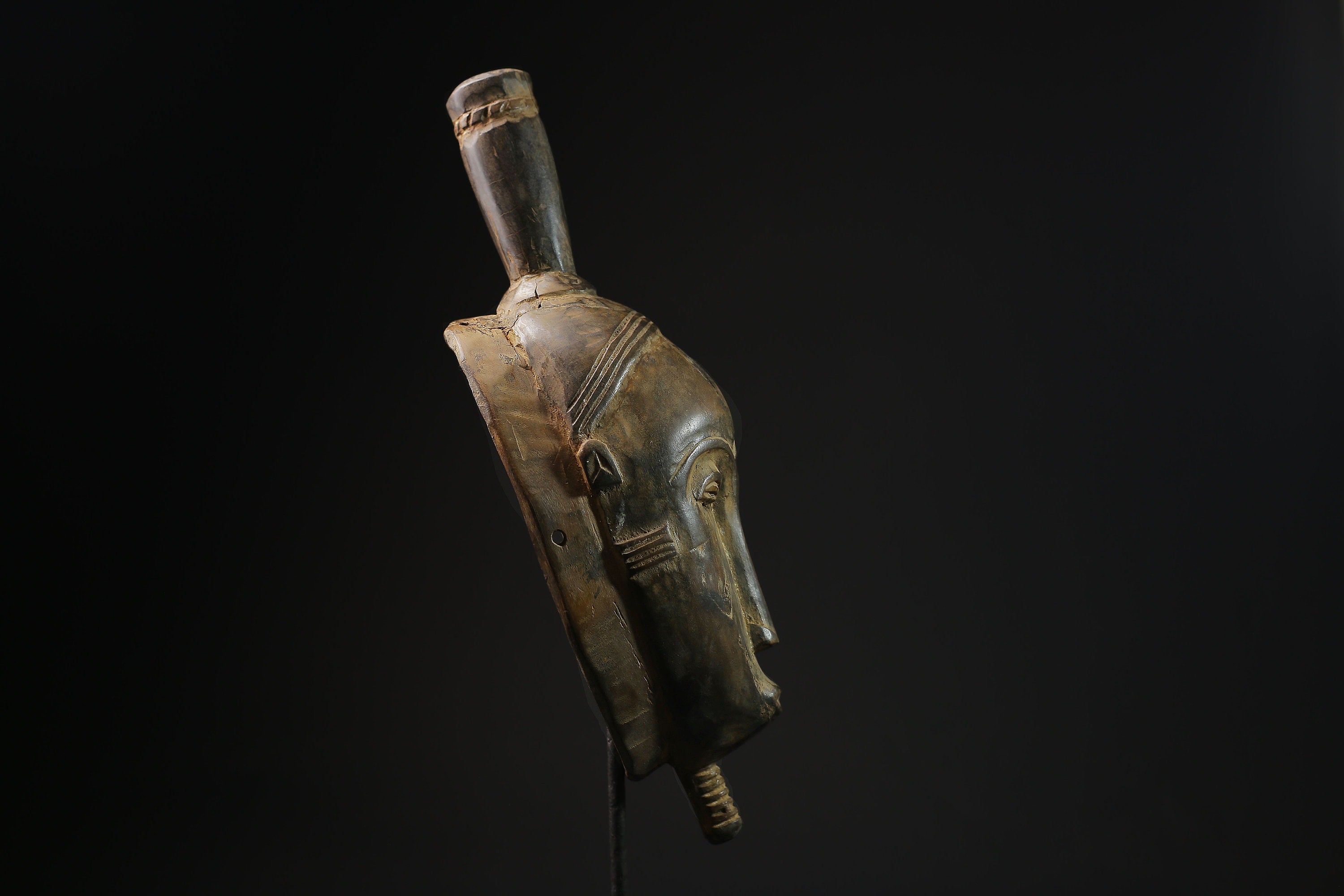 African Mask -Yaouré Tribal Wood Mask from Côte d'Ivoire - Hand-Carved Art with Natural Pigments for Unique Home Décor and Collectibles-4927