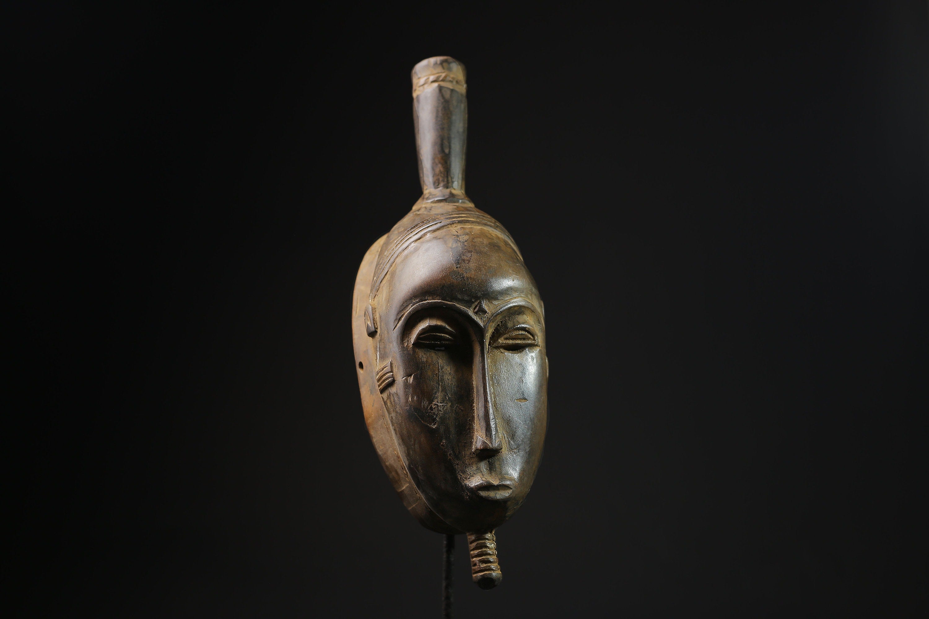 African Mask -Yaouré Tribal Wood Mask from Côte d'Ivoire - Hand-Carved Art with Natural Pigments for Unique Home Décor and Collectibles-4927