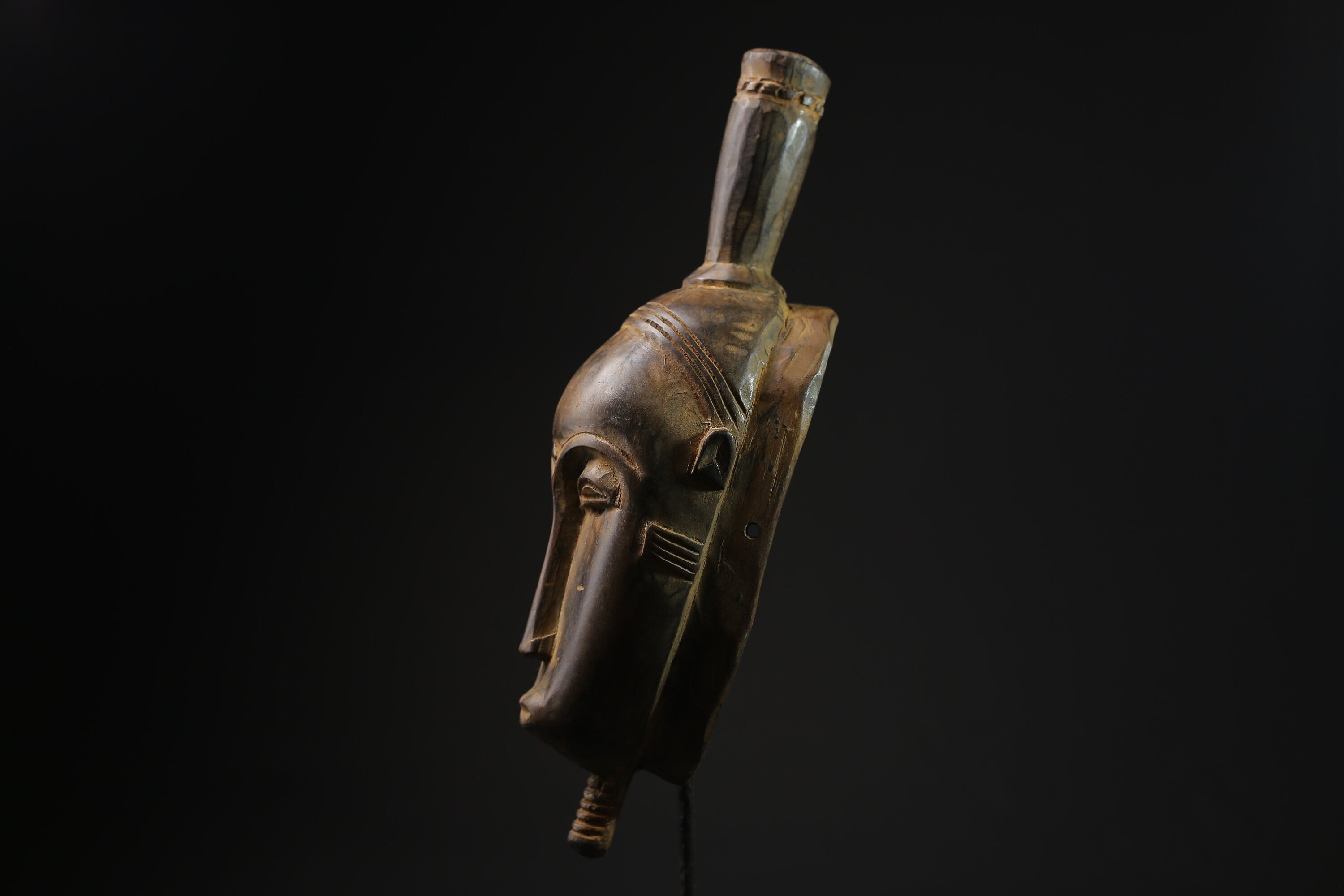 African Mask -Yaouré Tribal Wood Mask from Côte d'Ivoire - Hand-Carved Art with Natural Pigments for Unique Home Décor and Collectibles-4927