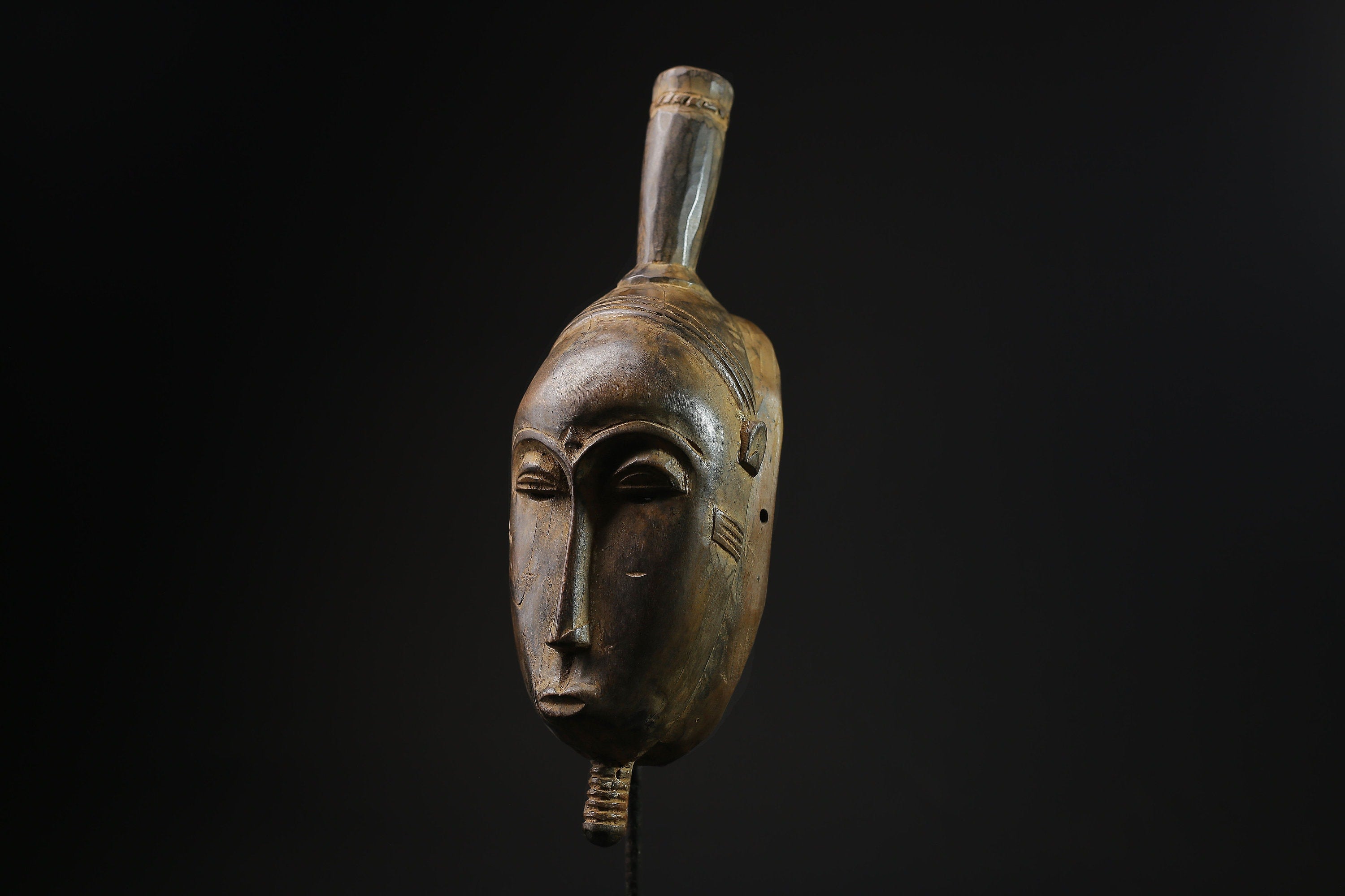African Mask -Yaouré Tribal Wood Mask from Côte d'Ivoire - Hand-Carved Art with Natural Pigments for Unique Home Décor and Collectibles-4927