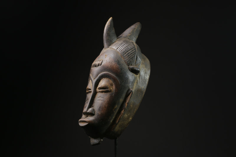 African Tribal Face Mask Coast Baule people Ceremonial mask pigmentation-5348