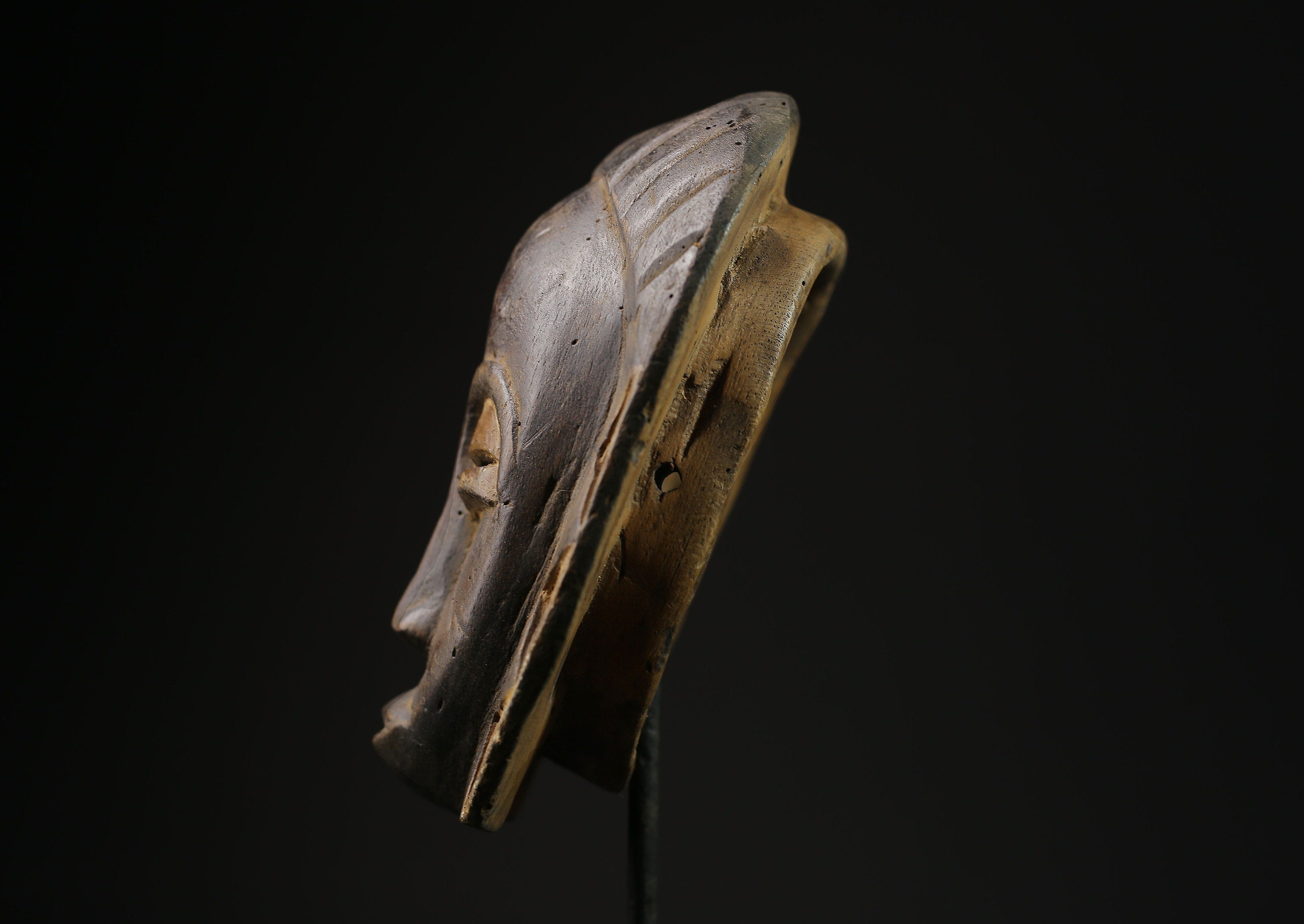 African Mask - Antique Tribal Face Mask - Vintage Hand-Carved Wooden Wall Hanging Décor for Unique Home Art and Collectibles Display-5347