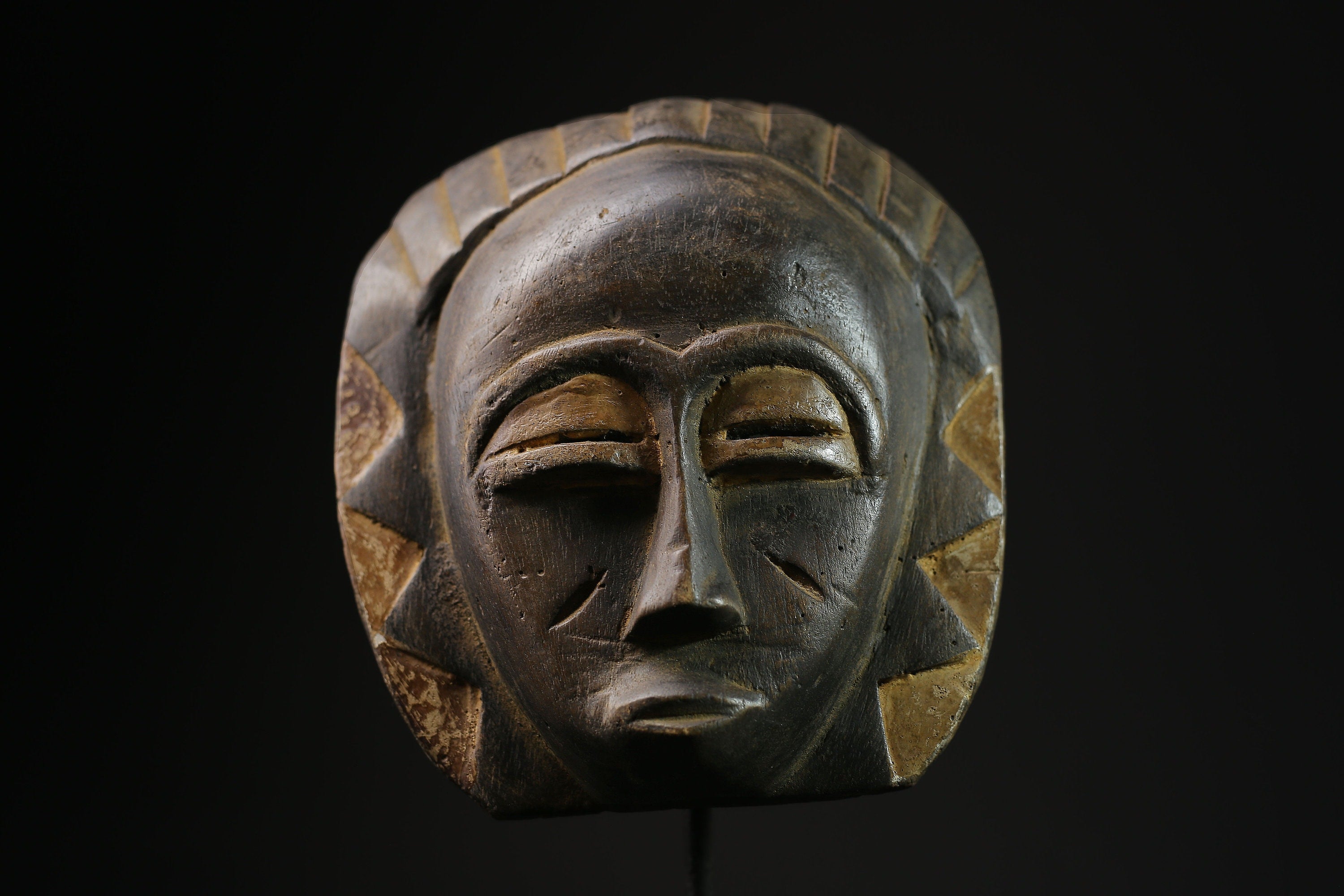 African Mask - Antique Tribal Face Mask - Vintage Hand-Carved Wooden Wall Hanging Décor for Unique Home Art and Collectibles Display-5347