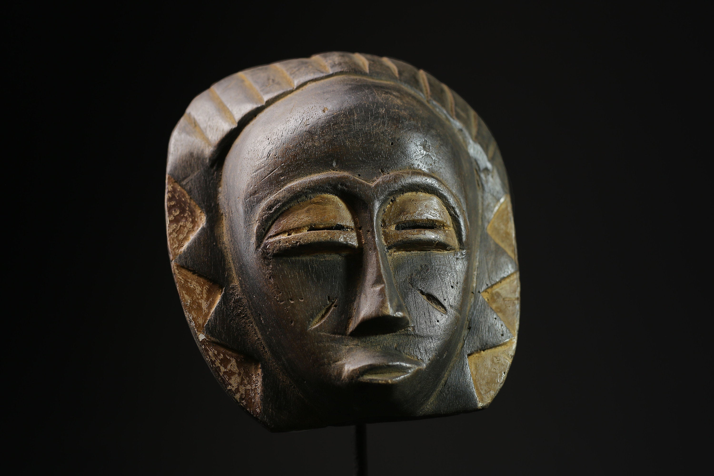African Mask - Antique Tribal Face Mask - Vintage Hand-Carved Wooden Wall Hanging Décor for Unique Home Art and Collectibles Display-5347