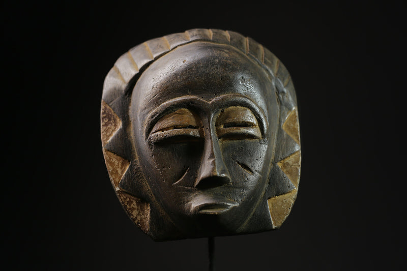 African mask antique tribal Face vintage Wood Carved Hanging masks for wall-5347