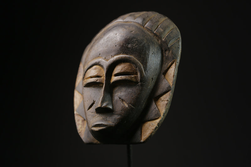 African mask antique tribal Face vintage Wood Carved Hanging masks for wall-5347