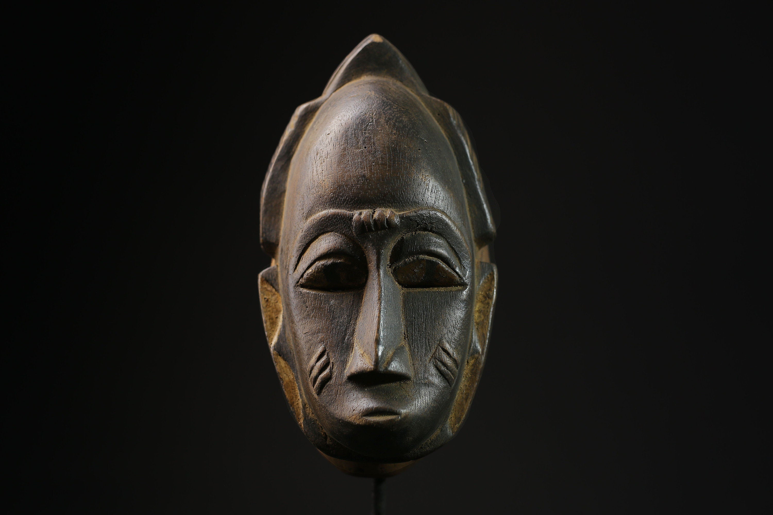 African Mask - Vintage Yaoure Tribal Face Mask - Hand-Carved Wooden Hanging Art for Unique Home Décor and Cultural Collectibles-5247