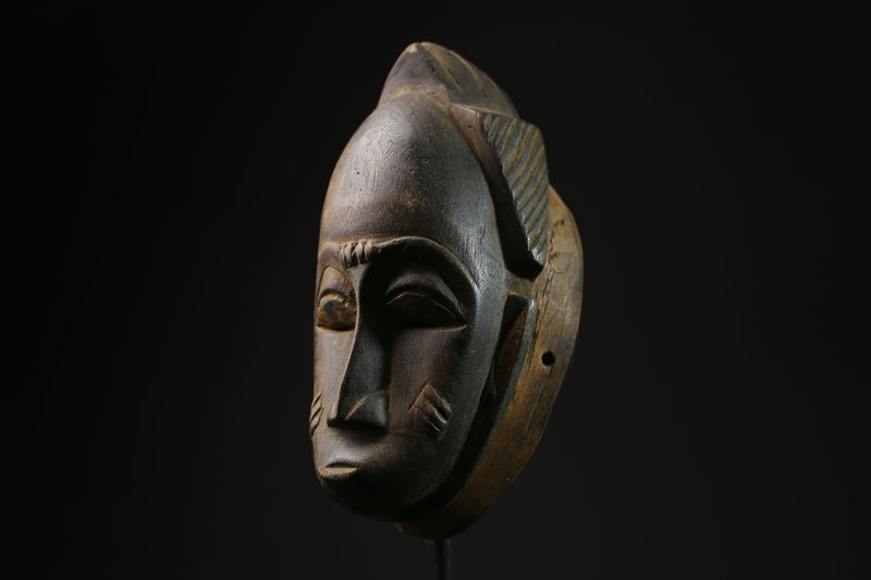 African Tribal Mask Tribal Face Vintage Wood Carved Hanging Mask Yaoure-5247